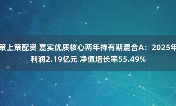 策上策配资 嘉实优质核心两年持有期混合A：2025年利润2.19亿元 净值增长率55.49%